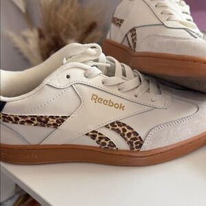 Reebok Cream and Leopard Print Sneakers